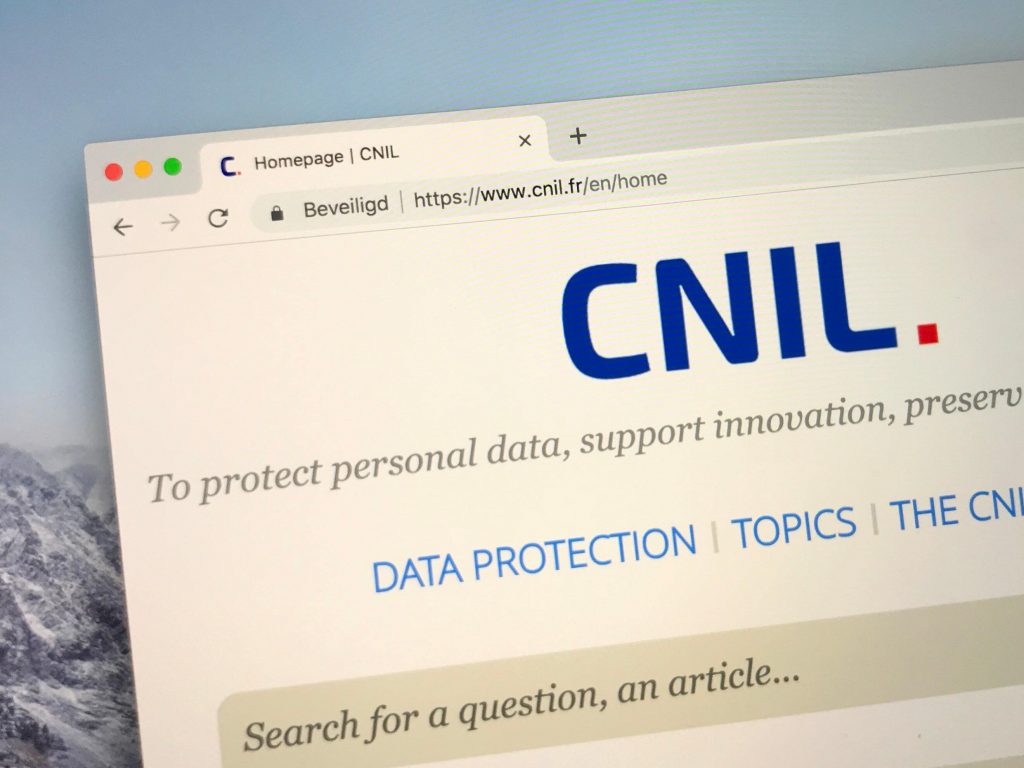 Screenshot of CNIL website